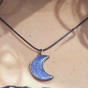 Blue Crescent Pendant Necklace